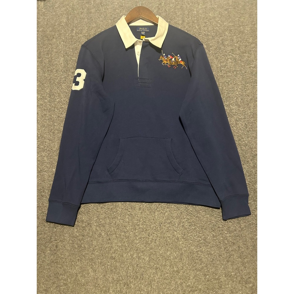 Polo ralph lauren rugby polo sweater shirt blue size XL embroidery kids